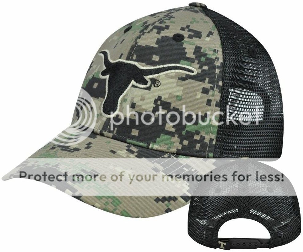 Texas Longhorns NCAA Camouflage Camo Embroidered Logo Mesh back