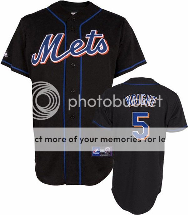 David Wright Majestic Alternate Black Replica #5 New York ...