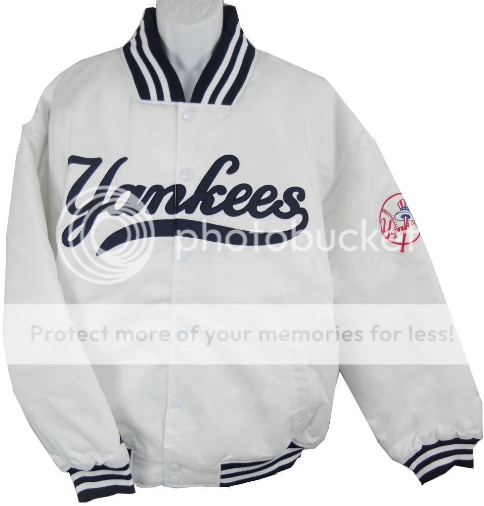 New York Yankees MLB Licensed Majestic Athletic White Satin Jacket Big